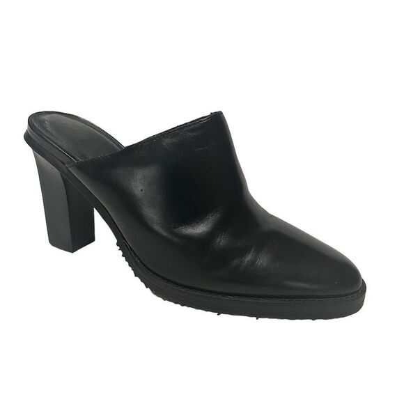 Colin Stuart Brown Leather Short/Easy Slip on Mule Stacked Heel Shoes. Womens 7M - Picture 1 of 8